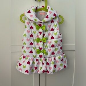 Kids Headquarters Lime Green/Pink Hearts Girls Size 6 Puffer Vest